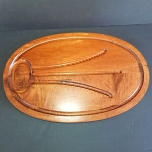 Vintage MCM 60s Baribocraft Canada Solid Red Maple Carving Steak Roast Board 18"